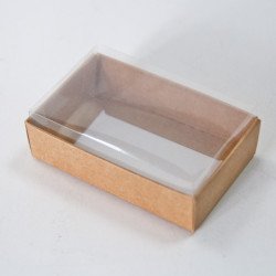Коробка для цукерок 95*60*30 з прозорою кришкою Крафт