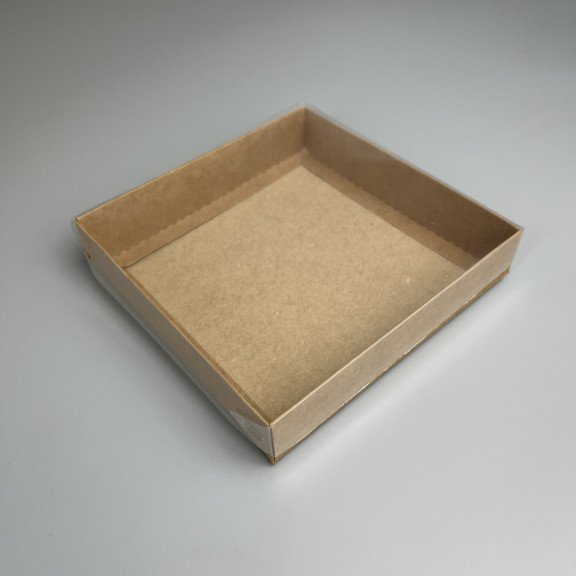 Коробка для пряників і печива з прозорою кришкою Крафт 150*150*30 
