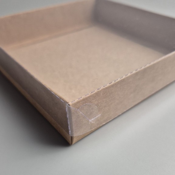 Коробка для пряників і печива з прозорою кришкою Крафт 150*150*30 