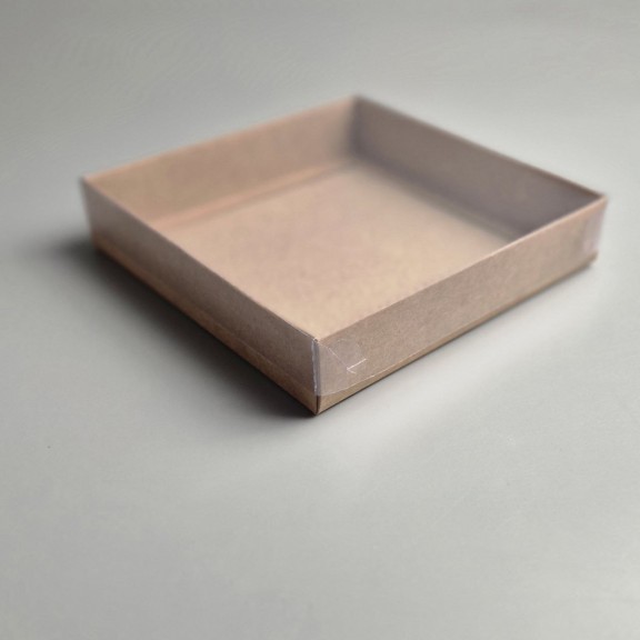 Коробка для пряників і печива з прозорою кришкою Крафт 150*150*30 