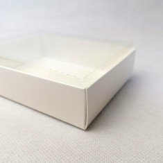 Коробка для цукерок та сувенірів 120*95*35 з прозорою кришкою Біла