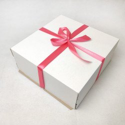 Коробка 250*250*100 для торту та чізкейку Ретро біла