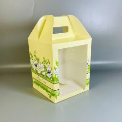 Коробка для Великодньої випічки та подарунків з вікном Жовта 165*165*200