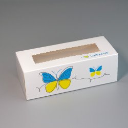 Коробка для макаронс з прозорим вікном типу "пенал" 141*59*49 Україна