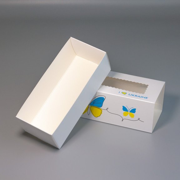 фото Коробка для макаронс з прозорим вікном типу "пенал" 141*59*49 Україна