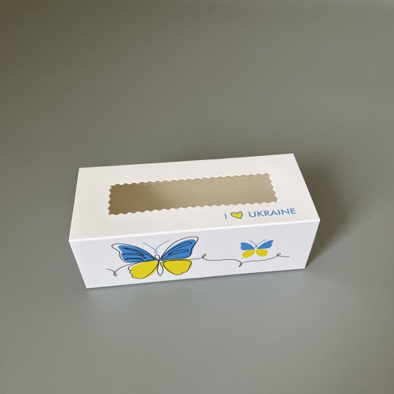 фото Коробка для макаронс з прозорим вікном типу "пенал" 141*59*49 Україна