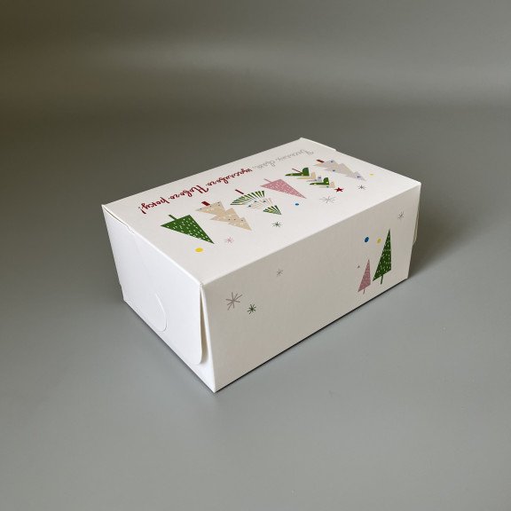фото Коробка-контейнер для десертів і капкейків 180*120*80 Новорічна ялинка