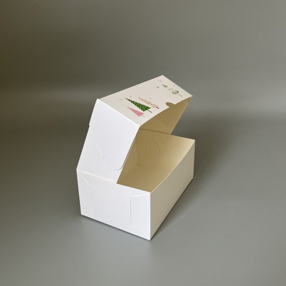 фото Коробка-контейнер для десертів і капкейків 180*120*80 Новорічна ялинка