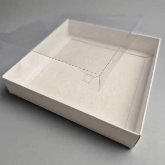 Коробка 150*150*30 для пряників та печива з прозорою кришкою Біла