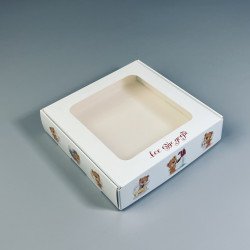 Коробка 150*150*35 для пряников и печенья с прозрачным окном Мишки