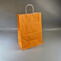Паперовий пакет Помаранчевий, з крученими ручками 330*250*150 100г/м