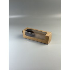Картонна коробка для макаронс з віконцем 200*60*60 Крафт