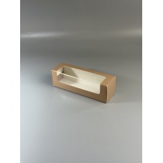 Картонна коробка для макаронс з віконцем 200*60*60 Шоколад