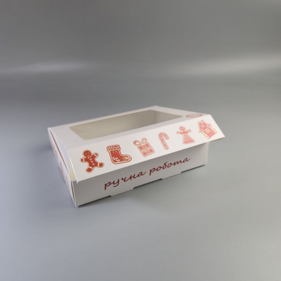 фото Коробка 192*148*40 для печива і пряників з прозорим вікном Імбирне печиво