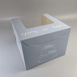 Коробка 200*200*150 для торту і чизкейку з вікном Блакитна