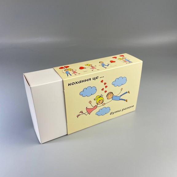 фото Коробка-пенал для макаронс и сувениров 115*155*50 с окном Кохання це...