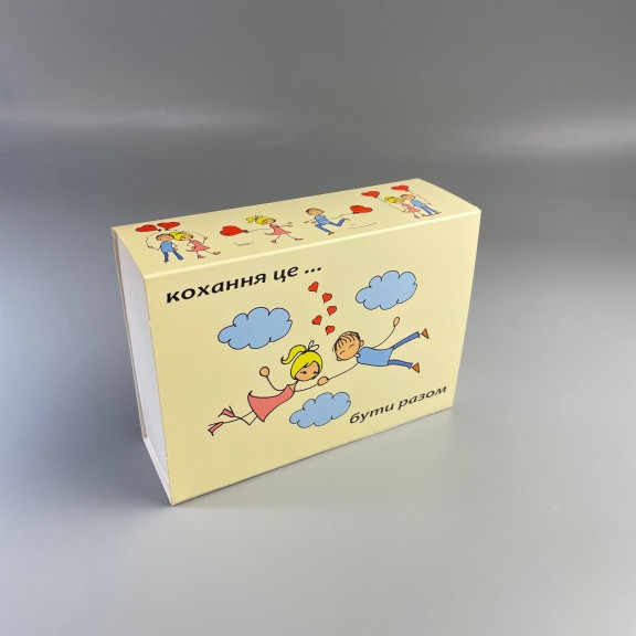 фото Коробка-пенал для макаронс и сувениров 115*155*50 с окном Кохання це...