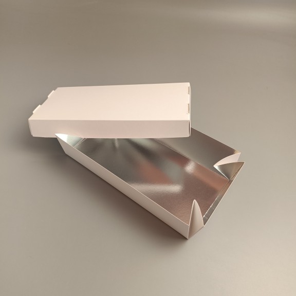 фото Коробка для суші Біла з металізованою ламінацією 200*100*50 мм