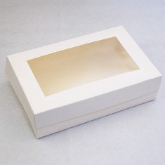 Коробочка для еклерів та зефіру з віконцем 230*150*60 Біла